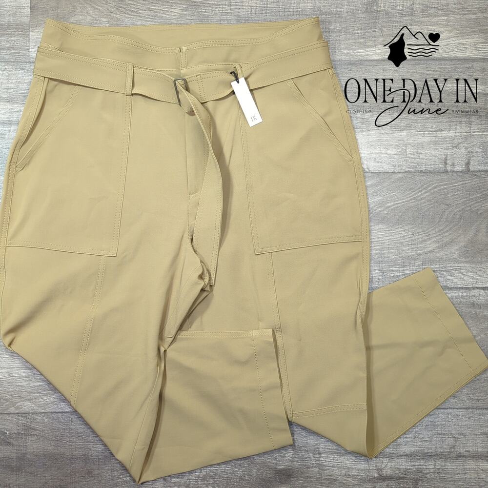 Banana Republic High Waisted Belted Crop Pants Tan Khaki NWT $120 Size 20